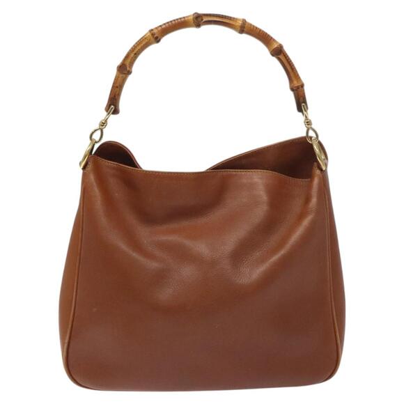 GUCCI Bamboo Shoulder Bag Leather Brown Gold 001 1448 001 1448 - Picture 2 of 12